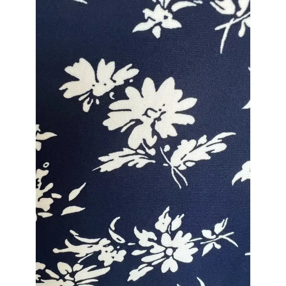 American Living Navy Blue White Floral Skirt with‎ Ruffle Hem Sz XL